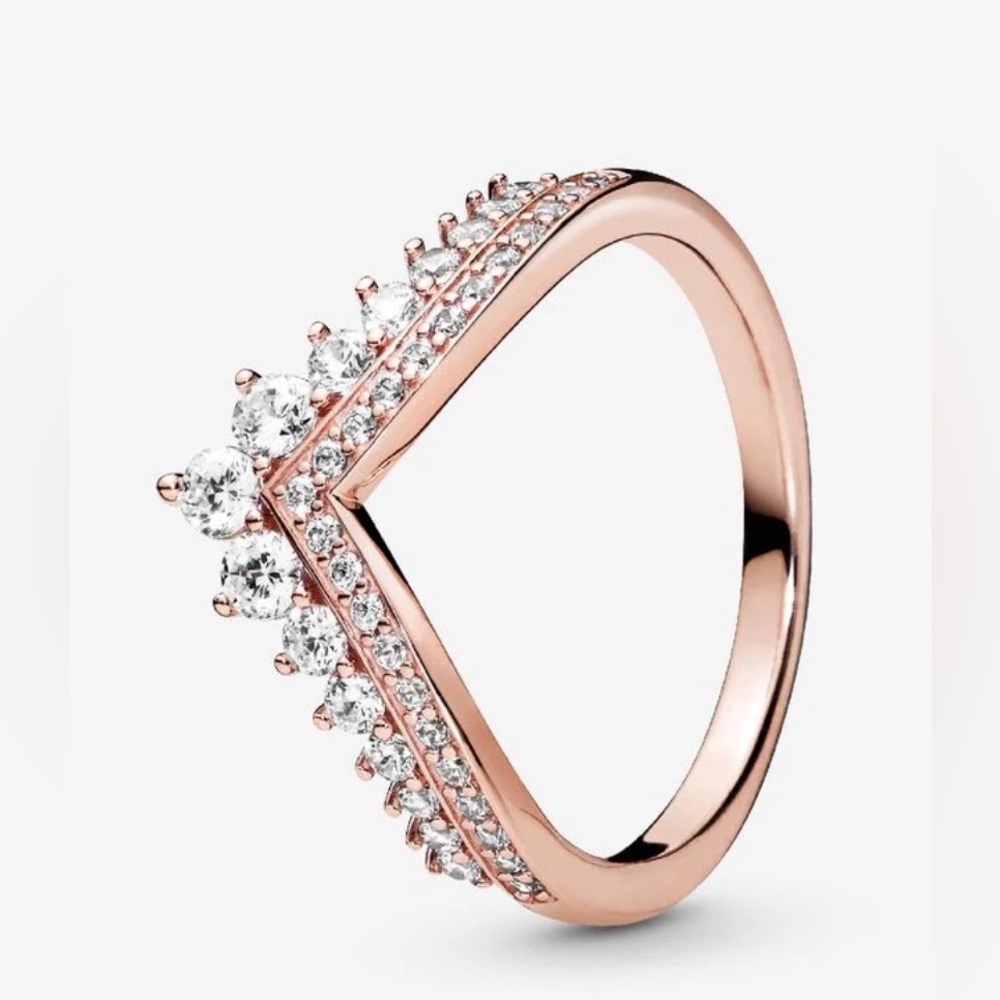 New Pandora Princess Wishbone Ring- 14k rose gold plating